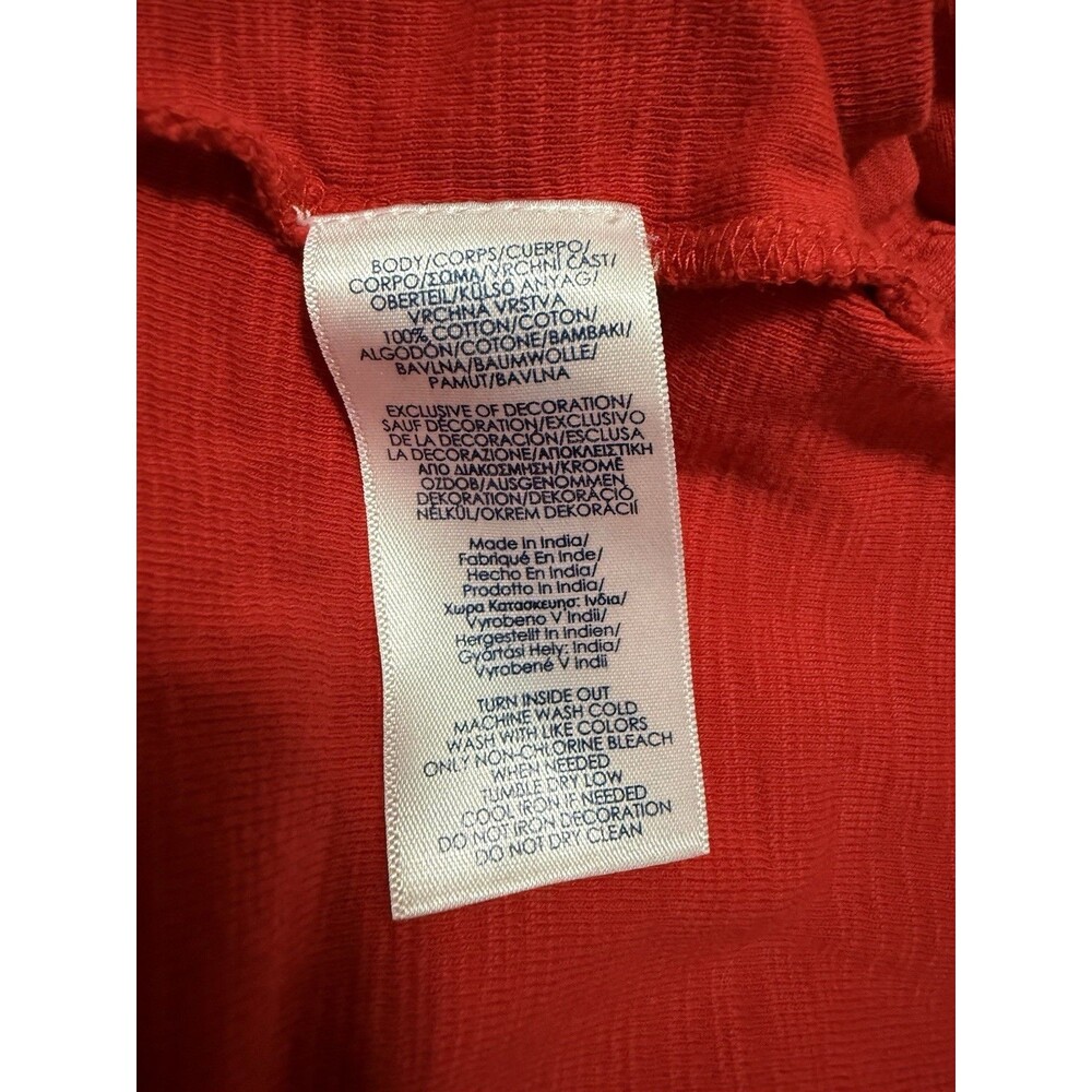 Chaps Red Slub Cotton Henley Top Long Sleeve Plus Size 2X - Picture 4 of 4